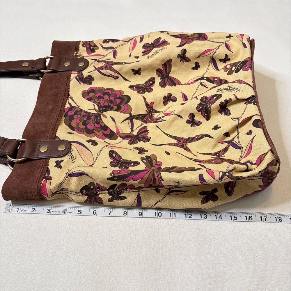Lucky Brand Trippin Out Butterfly Multi Canvas Suede Tote Bag. - Picture 8 of 16